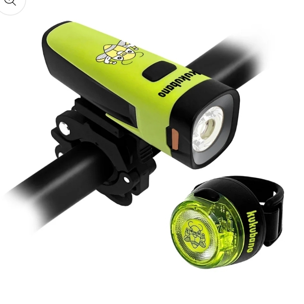 Kukubano KUKU600 LED Bicycle Head & Tail Light Set Green & Black Premium